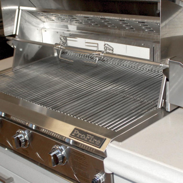 ProFire Professional - 36" 76,000 BTU Hybrid with 11,500 BTU Rear Broiler and Heavy Duty Rotisserie, 714 Sq. In. Cooking Area (Overall Dimensions 36W x 10H x 24 1/2D)