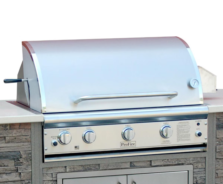 ProFire Deluxe - 36" 66,000 BTU Grill with 11,500 BTU Rear Broiler and Heavy Duty Rotisserie, (Overall Dimensions 36W x 10H x 24 1/2D)