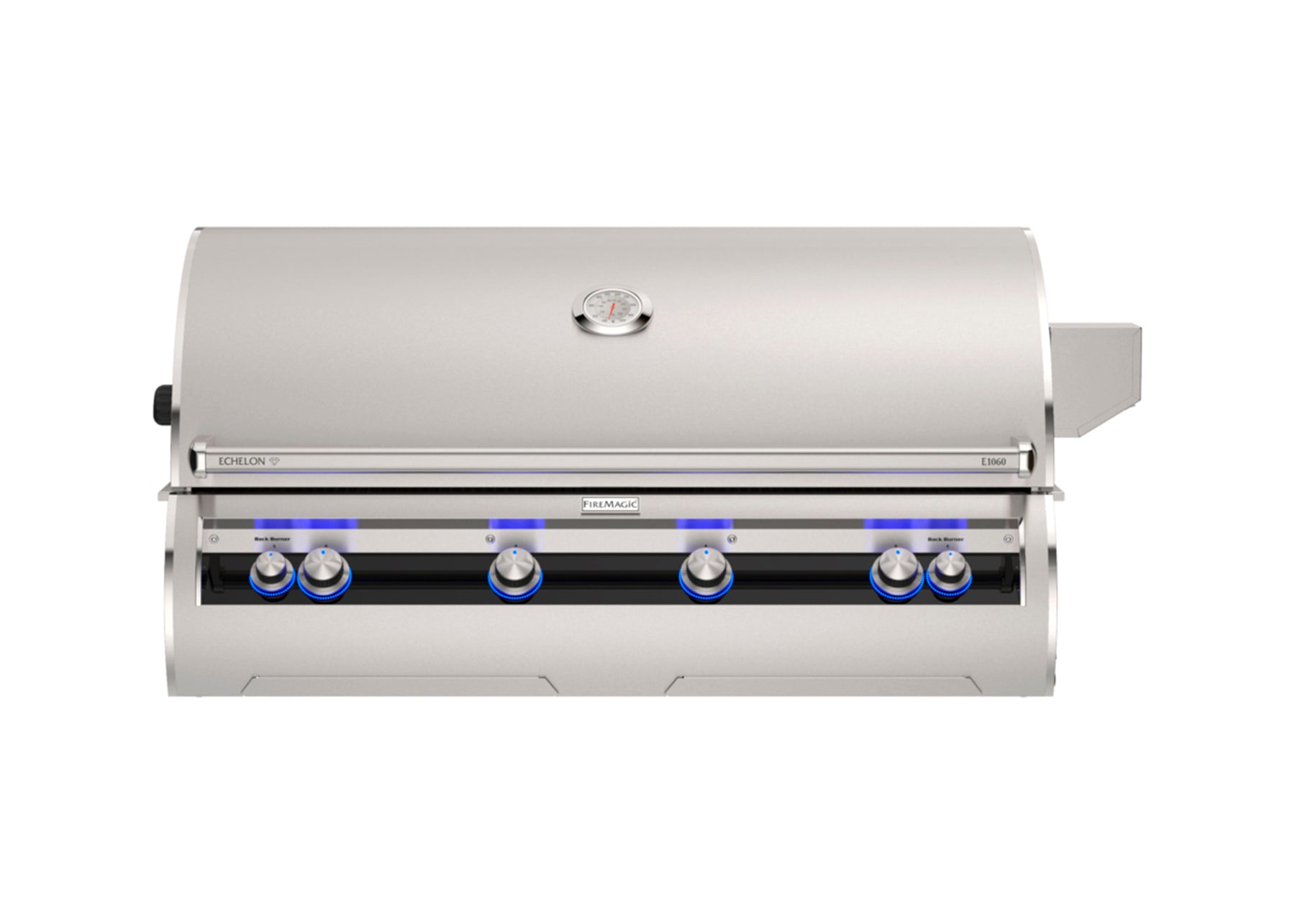Fire Magic Echelon Diamond 48-inch built-in grill with analog thermometer and stainless steel finish.