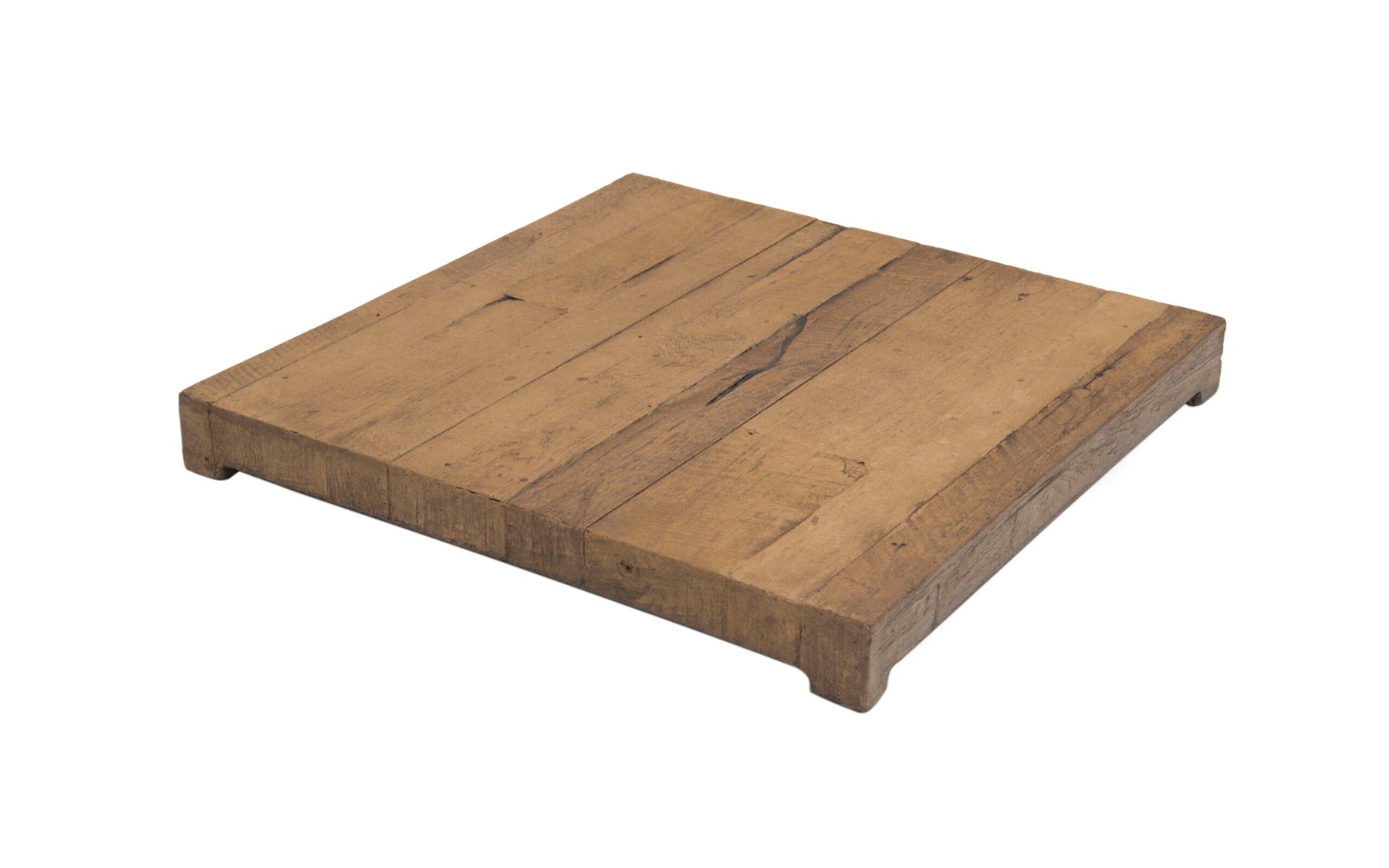 French Barrel Oak square fire table Cover on a white background.