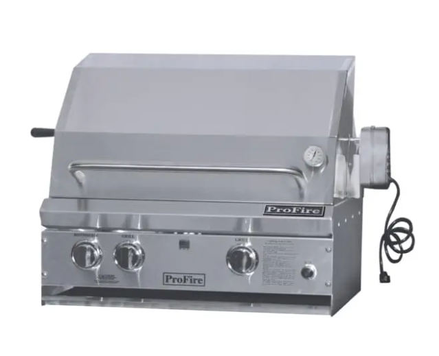 ProFire Professional - 27" 54,000 BTU Hybrid with 11,500 BTU Rear Broiler and Rotisserie, 525 Sq. In. Cooking Area (Overall Dimensions 27W x 10H x 24 1/2D)