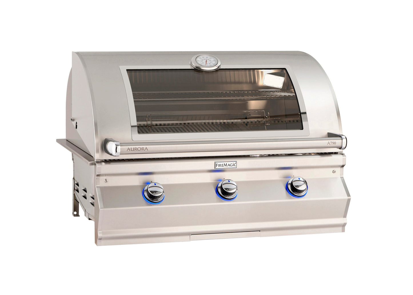 Fire Magic Aurora 36" Built In Grill with stainless steel and a magic view window.