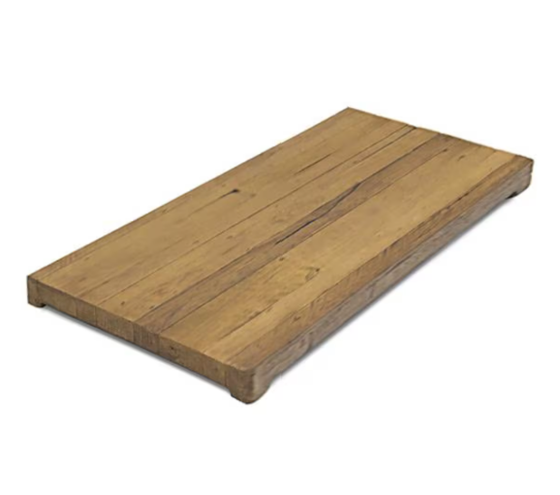 Wooden Fire Table Cover board with a natural finish on a white background