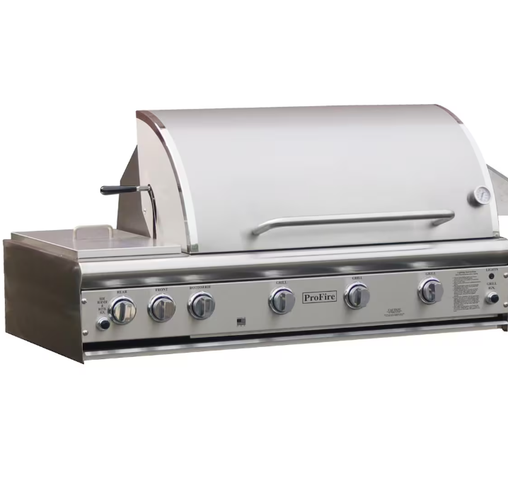 ProFire Deluxe - 48" 66,000 BTU Grill with 11,500 BTU Rear Broiler with Rotisserie and 30,000 BTU Double Side Burner (Overall Dimensions 48W x 10H x 24 1/2 D)